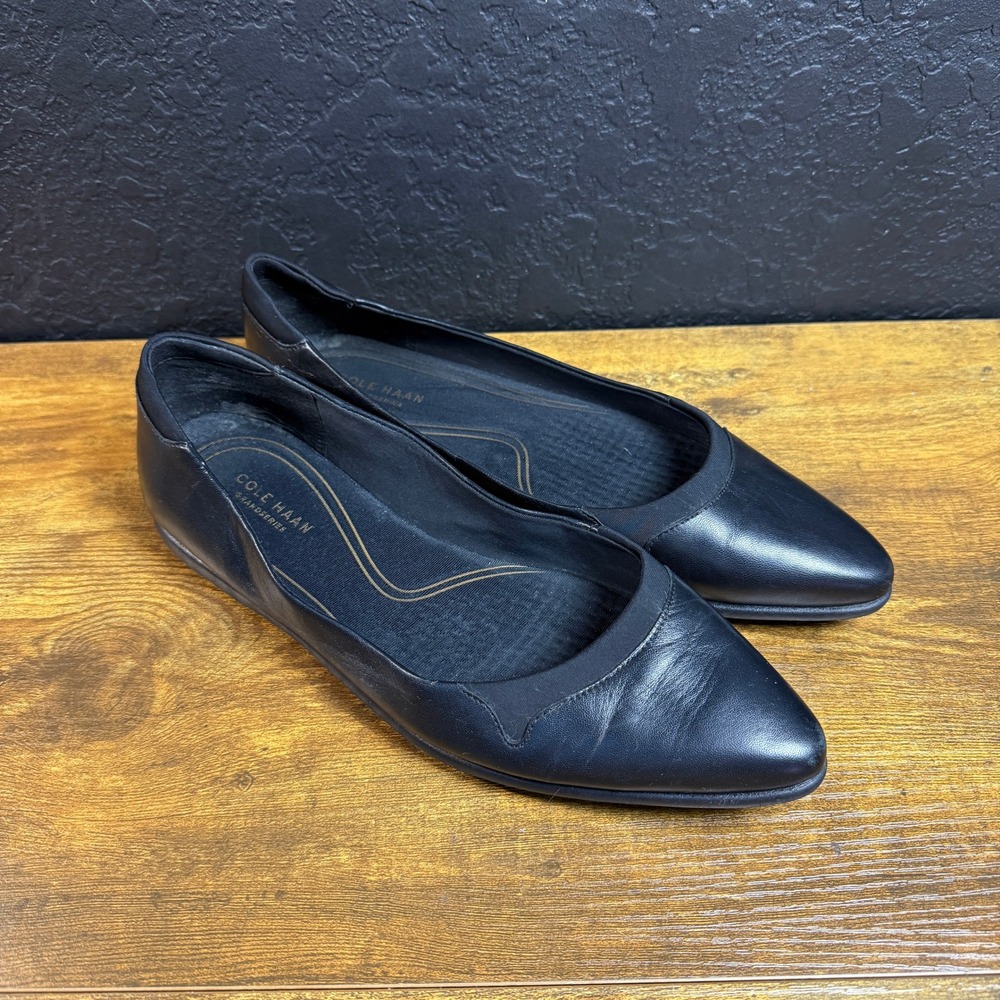 Cole Haan Grand Ambition Skimmer W14930 Black Leather Flats Womens Size 8B